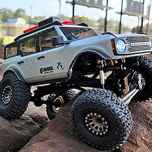 INJORA 1.0 Wheel Rims RC Metal Beadlock Wheels Rims for All 1/24 Scale Axial SCX24 Deadbolt RC Crawler Car Upgrades Accessories(Black&Grey) - color: Black&grey
