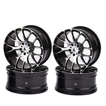 Aluminum Alloy Wheel Rims for 1:10 RC Drift On-Road Racing Car Touring Upgrade Parts (Black)