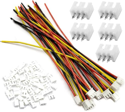 50Pcs 25Pairs JST-XH Connector Kit, XH 2.54mm 3 Pin Header Male and Female Connectors Plug Adapter with Flat Wire Cable 100mm Compatible with JST XH 26AWG - 10CM