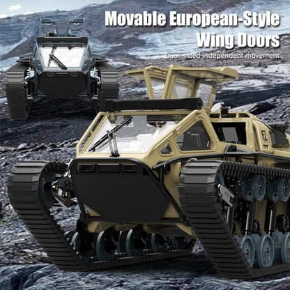 1:16 Large RC Tank Car, 2.4G Anti-Interference Remote Control, Realistic LED Lighting, Dual Motors for All-Terrain Climbing, Simulation Armored Vehicle with Openable Doors