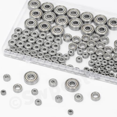 Swpeet 40Pcs 624ZZ Ball Bearings Assortment Kit, 4 x 13 x 5mm Carbon Steel Deep Groove Bearings, Miniature Bearings, Double Shielded - size: 624ZZ-40PCS, style: Carbon Steel