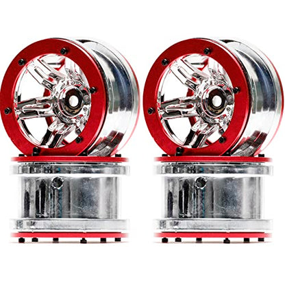 4PCS Plastic Plating 2.2 Inch Beadlock Wheel Rim Wheel Parts for 1/10 RC Rock Crawler Car Truck for Axial TRX4 Wraith SCX10 CC01 D90 90046 TF2(Red) - color: Red