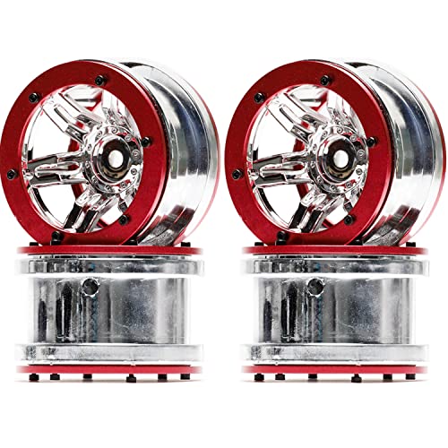 4PCS Plastic Plating 2.2 Inch Beadlock Wheel Rim Wheel Parts for 1/10 RC Rock Crawler Car Truck for Axial TRX4 Wraith SCX10 CC01 D90 90046 TF2(Red) - color: Red
