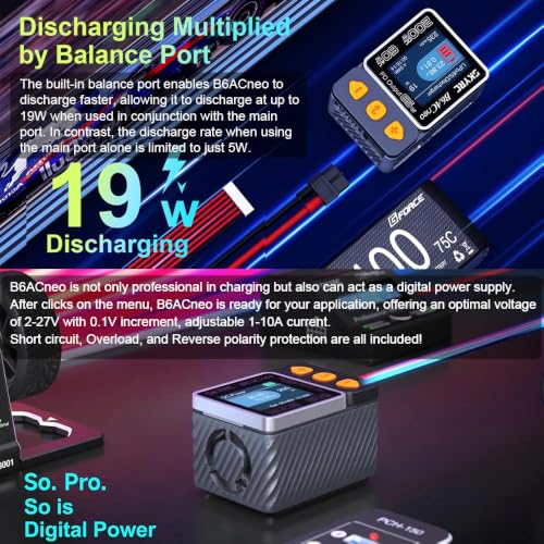 SKYRC B6ACneo Smart Charger Lipo Battery Charger, DC 200W AC 60W | PD Output 65W Battery Balance Charger Discharger for 1-6S LiPo/LiFe/Li-ion/LiHV, 1-15S NiMH/NiCd, 3S/6S Pb Battery