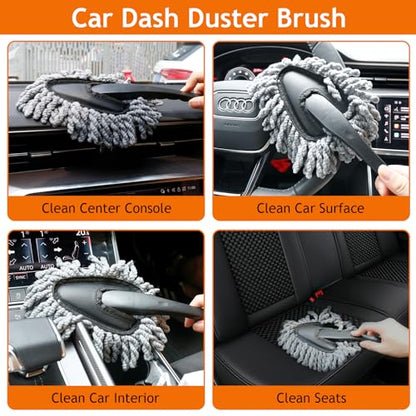 THINKWORK Windshield Cleaner Tool, Car Detailing Kit Interior, Car Cleaning Kit Interior and Exterior Detail Brush, Auto Supplies & Accessories for Men Women | 180 Degree Rotating Head, Extendable Handle, 3 Washable Pads, Streak Free Cleaning for Windows