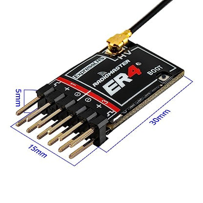 Speedybee RadioMaster ER4 ELRS PWM Receiver: 2.4GHz 4Ch ExpressLRS Receiver Nano Module for RC Vehicles