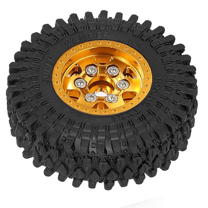 STMU 1.0 Beadlock Wheel Tires Set for 1/24 1/18 RC Crawler Car Ascent-18 Scout II Axial AX24 SCX24 FMS FCX24 (Golden)