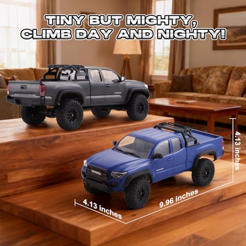 FMS FCX24 TOYOTA TACOMA 1/24 RC Crawler 4x4 RC Truck Crawler, Official Licensed Scale RC Rock Crawler with 2-Speed Transmission, High Torque Motor, All-Metal Bearings, RTR RC Car for Adults (GRAY) - color: Gray