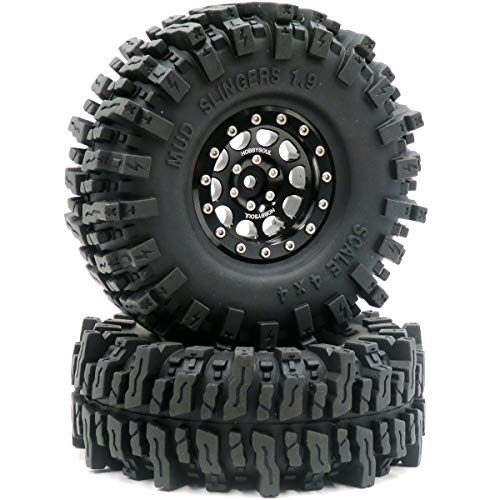 1.9 Beadlock wheels and tires 120mm Tall Soft Sticky 1.9 Mud Slingers T8 Tires & Aluminum Rims For RC 1/10 Crawler TRX4 SCX10 Gen8 Upgardes,HS700571