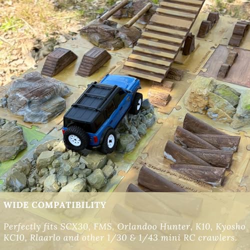 RC Rock Crawler Terrain Obstacle Compatible with SCX30, FMS, Orlandoo Hunter, K10, Kyosho KC10, Rlaarlo Mini RC Climbing Track Modular Rock Course for 1/30 1/43 Crawlers (Style 4)