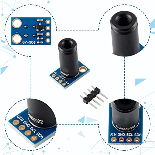 MLX90614ESF-DCI Non-Contact Infrared Temperature Sensor Module High Precision Infrared Temperature Sensor Module Long Distance 50cm Serial Port IIC Suitable for Arduino/DIY (GY-906-DCI)