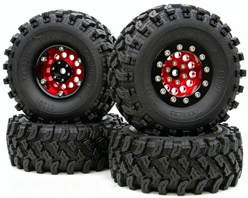 Rc 1.3 Beadlock Wheel Tires Set (Red Black) - color: Red Black