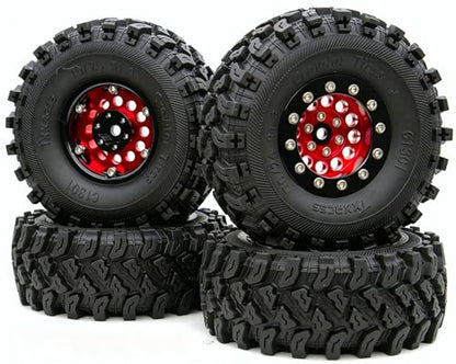 Rc 1.3 Beadlock Wheel Tires Set (Red Black) - color: Red Black