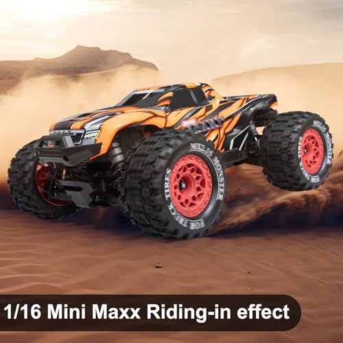 LRFHL 12mm Hex RC Wheel Tires 4PCS | for 1/16 Traxxas Mini Maxx 107154-1 Mini XRT VXL 108076-1 E-Revo Mini XRT MJX 16207 16210 HSP 94186 LOSI 1/18 Mini LMT - color: Black Tires+ Red Hex Wheel-5