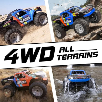 KB KAIBO Q205 1:12 Large Amphibious Remote Control Car - Waterproof RC Monster Truck with Waterproof Controller & 2 Modular Batteries for 60+ Min Play, 7.4V 4WD All Terrain Toy for Kids Adults-Blue - color: Q205 Blue