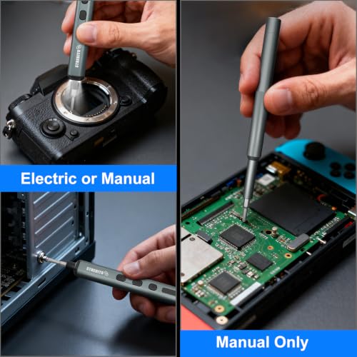 STREBITO Electric Screwdriver Set, 67 in 1 Electric Precision Screwdriver | 50 S2 Magnetic Bits, 5 Torque Settings, 4 LED Lights, Mini Electric Screwdriver Kit for PC Phone Laptop Camera Electronics - color: Upgraded Blue