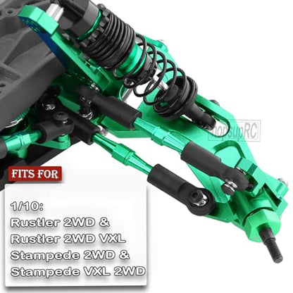 Upgrades Part for 1/10 Stampede/Rustler 2WD,Drive Shaft CVD&RC Shocks&Adjustable Turnbuckles Camber Links&A Arm&Caster Block&Steering Blocks&Rear Stub Axle Carriers,Wheel Hex&Hex Hub,Green - color: Green/for 2wd