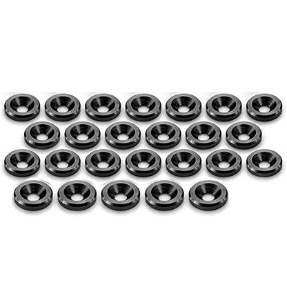 STETION 25 Pcs Fender Bumper Washer Bolt 6061 T6 Grade M6x20mm CNC Finishing Washer Engine Bay Dress Up Fastener Kit (Black) - color: Black