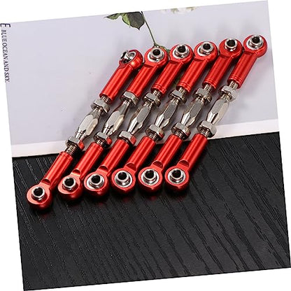 6pcs Adjustable Turnbuckle Rod Linkage for Rc Epxhsp Racing Trucks Premium Steering Rods Easy to Install Upgrade Parts Red