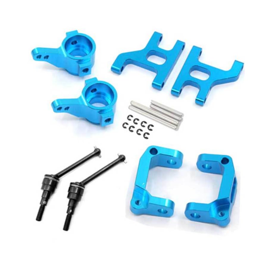 Front Lower Suspension Arm Hub Carrier Base C/Steering Cup/Metal Drive Shaft for 1/10 Tamiya CC01 TA02 TA03 4WD Buggy RC Car OP(Full Set Blue) - color: Full Set Blue