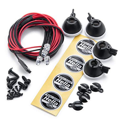 Que-T Metal RC Round LED Light with Cover for TRX-4 Axial SCX10 Tamiya CC01 D90 TF2 1: 10 Crawer Car (4pcs) - color: 4pcs