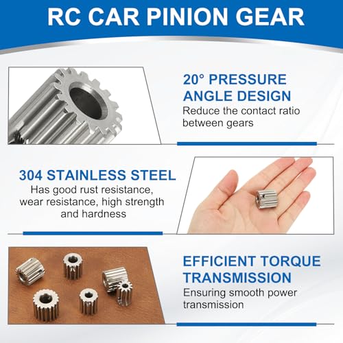 uxcell 1 Mod 16T Spur Gear 8mm Bore, 304 Stainless Steel Pinion Gear, 20°Pressure Angle, for Spur Rack and RC Model Car or Motor DIY - size: 1 Mod 16T, 8mm