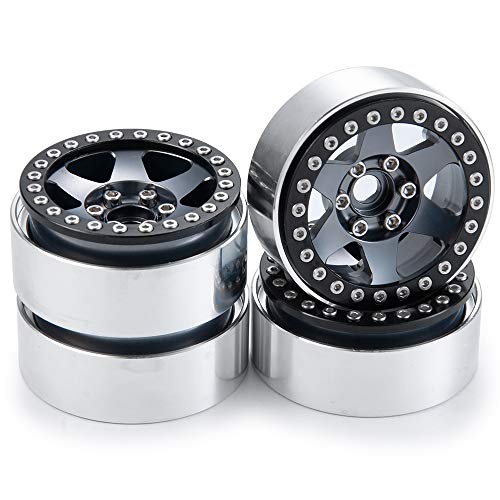 4pcs Aluminum Alloy 1.9" Beadlock Wheels Rims for 1/10th RC Crawler Car Axial SCX10,SCX10 II,TRX4 (Titanium) - color: Titanium