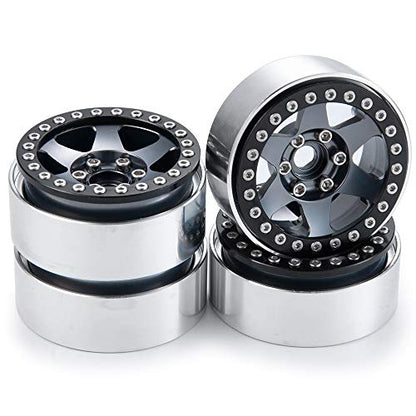 4pcs Aluminum Alloy 1.9" Beadlock Wheels Rims for 1/10th RC Crawler Car Axial SCX10,SCX10 II,TRX4 (Titanium) - color: Titanium