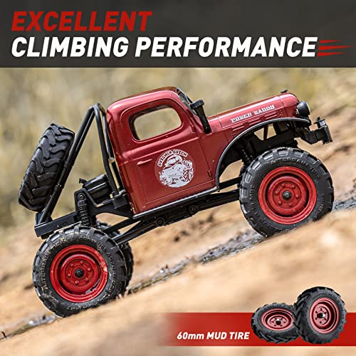 BEEZRC FMS 1/24 RC Crawler FCX24S Power Wagon S RTR, 4WD Off-Road Mini Rock Crawler Remote Control Car, 2.4GHz Hobby Grade Electric RC Truck, Hobby rc Crawlers for Adults (Red) - color: Red