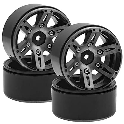 Metal 1.9'' Beadlock Wheel Rims 1.9 Wheels 12mm Hex Hubs Compatible with Axial SCX10 SCX10-ii SCX10-iii Traxxas TRX4 RC4WD D90 Gen7 Gen7 1/10 RC Crawler, 4Pack