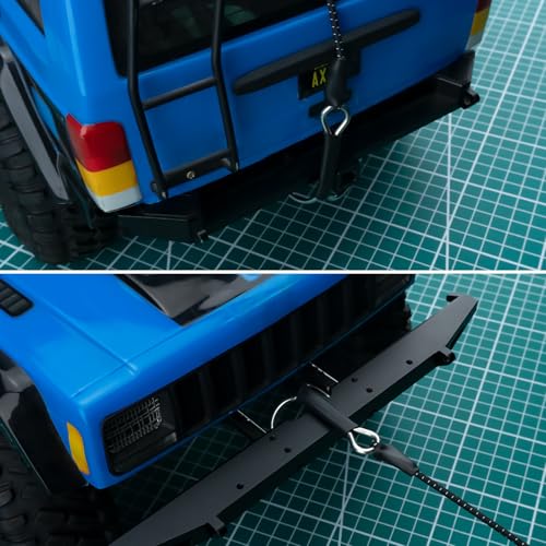 2PCS 1/10 RC Crawler Kinetic Winch Strap Elastic Force Escape Rope with Rescue Trailer Hook 20 Inch RC Tow Truck Escape Rope for Axial SCX10 TRX4 Upgrade Parts