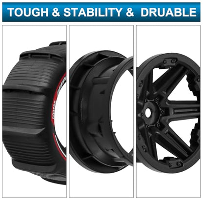 GOUPRC 12mm Hex RC Wheel Paddle Tires, 3.37 * 2.11 Inches 4PCS Off-Road Desert Beach Snow Sand Tires Kit Accessories for 1/14 1/16 RC Car Crawler Buggy Monster Truck
