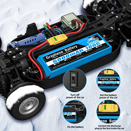 YOWOO 4S Lipo Battery 6000mAh 14.8V 100C XT90-S | metal plates for durability. Fits 1/8 RC cars: Slash, X-Maxx, Arrma Kraton/Typhon/Talion/Outcast/Infraction 8S & RC boats.