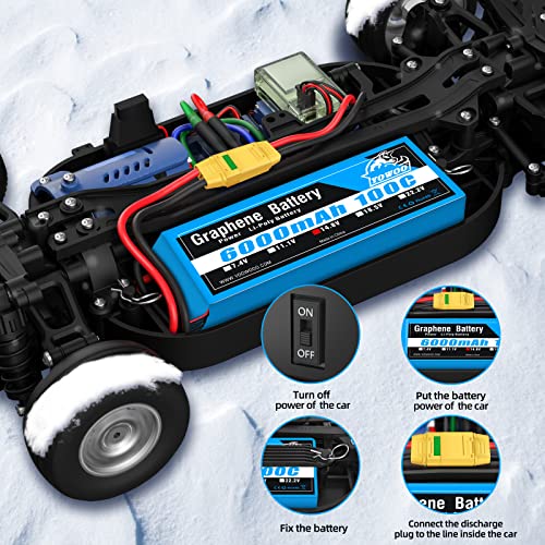 YOWOO 4S Lipo Battery 6000mAh 14.8V 100C XT90-S | metal plates for durability. Fits 1/8 RC cars: Slash, X-Maxx, Arrma Kraton/Typhon/Talion/Outcast/Infraction 8S & RC boats.