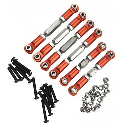 Adjustable Tie Rod Set for ARRMA Granite Senton Vorteks 550 (Red) | Aluminum,RC Linkage,Turnbuckles,Toe Links,6PCS,1/10,4X4,4X2,Steering Upgrade,AR330446 Compatible - color: Red