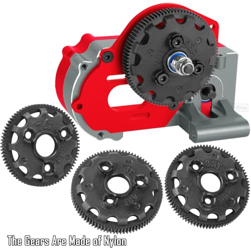 Aluminum Transmission Gearbox w/Gear Upgrades Part for 1/10 Slash 2WD (VXL),Rustler 2WD (VXL),Stampede 2WD (VXL),Bandit 2WD (VXL),Red - color: Red - (Upgrades)