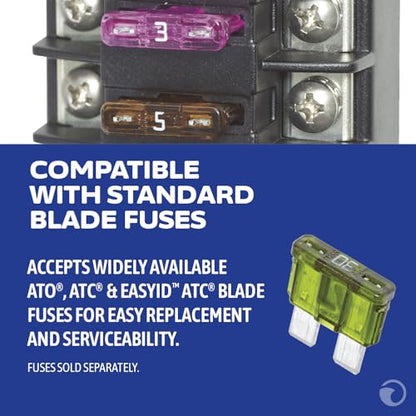 Blue Sea Systems ST Blade Fuse Block, 6 Independent Circuits, 40 Amps, 5037 - color: Without cover, style: 6 Circuit Independent