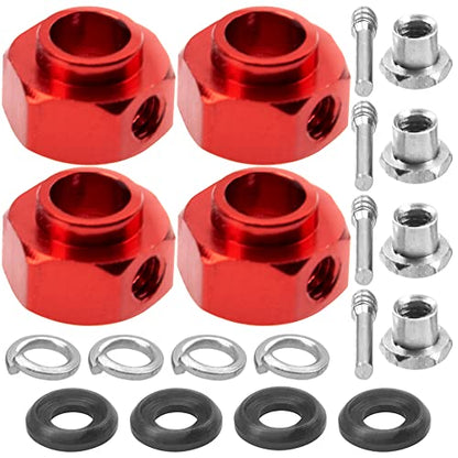 ShareGoo Aluminum RC 12mm Hex Extended Wheel Hex Hub Extension 6mm Offset Spacers Compatible with Traxxas TRX4 TRX6 1/10 RC Crawler (6mm, Red) - color: Red, size: 6mm
