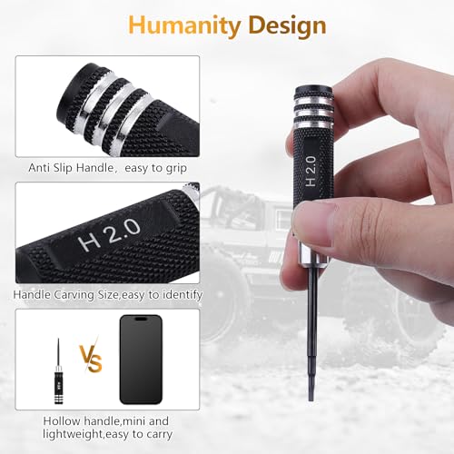 RC Tool Kit Hex Screwdriver 1.5/2.0/2.5/4.0BOX/5.5BOX,Phillips/Slotted | 7PCS Screwdriver Compatible with 1/10 1/18 1/24 Traxxas SCX24 ARRMA RC Truck Car Tools