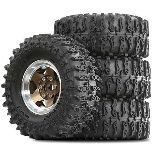 STMU 1.3'' Beadlock Wheel Tires for 1/18 1/24 TRX4M SCX24 FCX18 FCX24 RC Crawler Car (Brown) - color: Brown