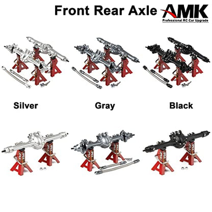 Aluminum Front & Rear Axles CNC Complete Axle Set for 1/10 RC Crawler Car Axial SCX10 II RGT 86100 Redcat GEN8 Element Enduro CC01 (Silver Front Rear Axle) - color: Silver Front Rear Axle