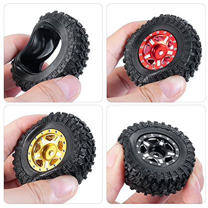 RC-Hub 4Pcs Aluminum Alloy 1.0" Micro Beadlock Wheels for All 1/24 Axial SCX24 90081 RC Crawler Car (Titanium) - color: Titanium