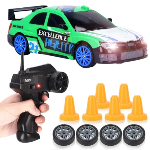 Liberty Imports RC Drift Car 1/24 2.4GHz 4WD Remote Control Sport Racing On-Road Vehicle with LED Light, Batteries and Drift Tires (Style 3) - style: Green