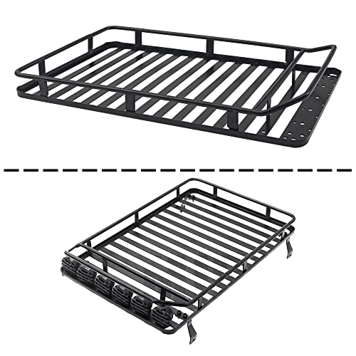 ShareGoo RC 1/10 Metal Roof Rack Luggage with 6LED Light Set Compatible with Traxxas TRX4 Axial SCX10 90046 Tamiya CC01 D90 Wrangler 1/10 RC Crawler Car (Style 2) - style: Style 2