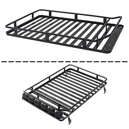 ShareGoo RC 1/10 Metal Roof Rack Luggage with 6LED Light Set Compatible with Traxxas TRX4 Axial SCX10 90046 Tamiya CC01 D90 Wrangler 1/10 RC Crawler Car (Style 2) - style: Style 2
