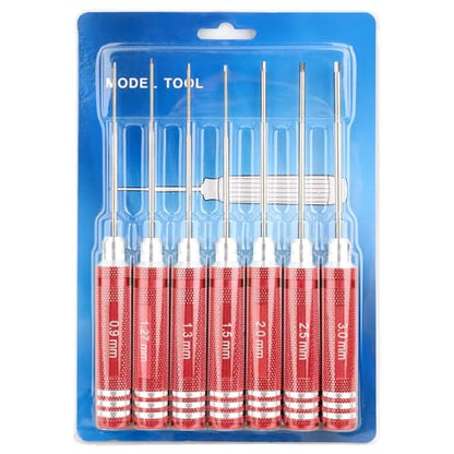 7 Pieces Hex Screw Driver Set 0.9mm 1.27mm 1.3mm 1.5mm 2.0mm 2.5mm 3.0mm Hex Screwdriver Kit RC Repair Tools for Traxxas RC Car Drone Multi-Axis Helicopter Arrma Axial Losi Redcat Racing (Red) - color: Red