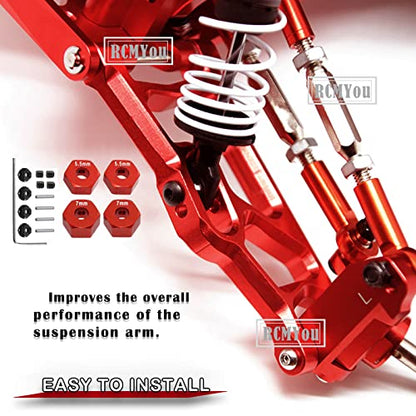 Upgrades Part for 1/10 Slash 2WD,Alloy Front Rear Suspension Arm,Caster Block,Steering Blocks,Rear Stub Axle Carriers Upgrades Hops Up Set for Slash 2WD,Red - color: Red