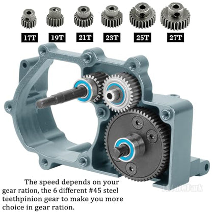 Transmission Case Gearbox w/Spur Gear Upgrades Part for 1/10 Slash/Stampede/Bandit/Rustler 2WD (VXL),RC Aluminum Transmission Gearbox Hops Up,Red & Titanium - color: Red - (Gear Gearbox)