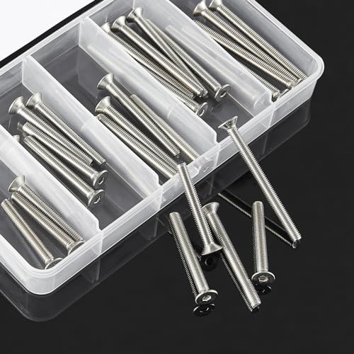 M5 x 40mm 45mm 50mm 55mm 60mm Flat Head Hex Socket Cap Screws Countersunk Bolts, Stainless Steel 304, Metric Allen Hex Drive, Bright Finish, Fully Threaded, Assortment Kit 30PCS - size: M5 x 40/45/50/55/60 mm