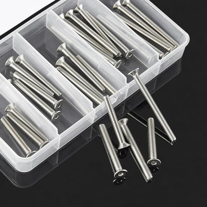 M5 x 40mm 45mm 50mm 55mm 60mm Flat Head Hex Socket Cap Screws Countersunk Bolts, Stainless Steel 304, Metric Allen Hex Drive, Bright Finish, Fully Threaded, Assortment Kit 30PCS - size: M5 x 40/45/50/55/60 mm